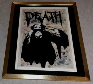 DEATH NYC ltd ed signed FRAMED graffiti art print 45x32cm Dolk suicidal chimp - Picture 1 of 2