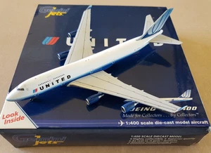 1:400 Boeing 747-400 United Airlines Blue Tulip N196UA Gemini Jets - Picture 1 of 4