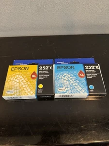 Cartuchos de tinta originales Epson 252XL cian (exp 3/27) y amarillo (exp 9/26) NUEVOS - Imagen 1 de 3