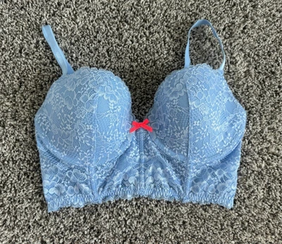 Victoria's Secret Blue Lace Dream Angels Demi Corset Bralette Women's Size 34 DD - Image 1 of 4