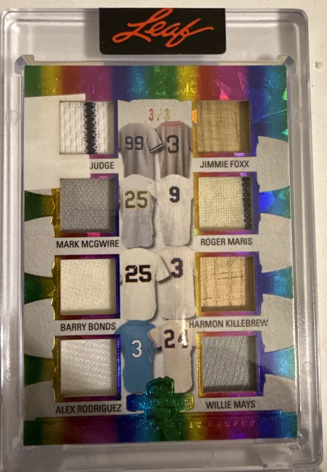 Leaf Baseball Heroes 2025 8 vías GU Relics J Foxx R Maris W Mays A Judge B Bonds Foto 1 de 4