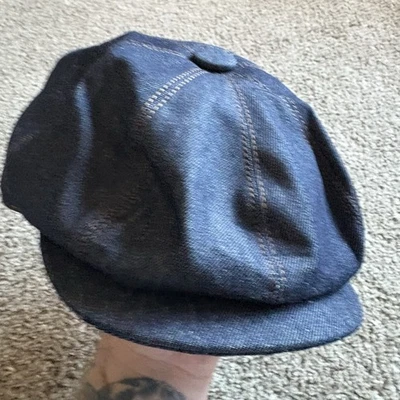 Boné jeans Jaxon Hats denim algodão newsboy azul tamanho médio - Imagem 1 de 4