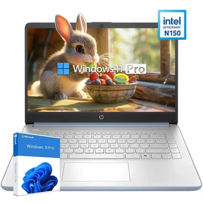 HP 14" HD Laptop Intel Processor N150 computer 16GB RAM 128eMMC Windows 11 Pro - Image 1 of 4