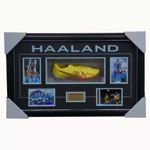 Erling Haaland Signed Manchester City Boot Box Framed 2023 Champions - Picture 1 of 1