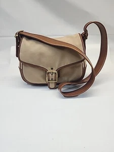 Coach Messenger Crossbody Canvas Leather 9122 Khaki Canvas & British Tan W Brass - Picture 1 of 16