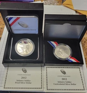 2012 Infantry Soldier Silver Dollars Uncirculated &Proof. Plus 2012 Star... - Picture 1 of 3