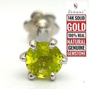 4.0mm Natürlich Hochzeit Peridot Nase Lippen Labret Tragus Ohrring Stud Piercing - Bild 1 von 11