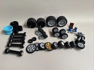 Assorted Lego Tyres And Axels Includes Seat Steering Wheels Lever 30 Plus Pieces - Picture 1 of 10