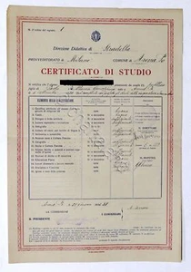 Certificato di Studio delle cinque classi Elementari - Comune di Arena Po - 1934 - Foto 1 di 1