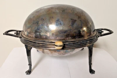 Antiguo servidor de desayuno con patas abovedadas giratorias plateadas de Birks Foto 1 de 4