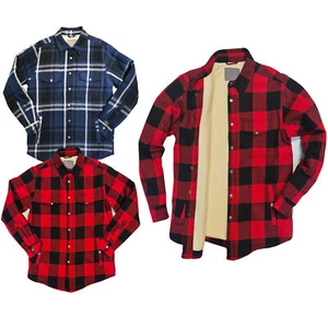 Ex Brand Mens Sherpa Fleece Lined Padded Shirt Lumberjack Jacket Flannel Work - Picture 1 of 14