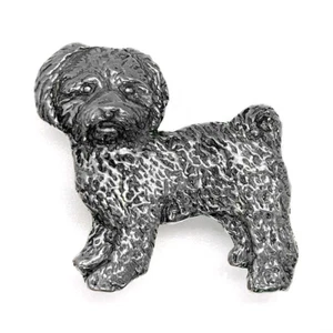 BICHON SILBER ZINN ANSTECKNADEL ABZEICHEN ORGANZABEUTEL UND GESCHENKBOX OPTION GEBURTSTAG WEIHNACHTEN - Bild 1 von 8