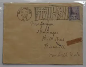 STAMPMART: NEW ZEALAND WELLINGTON 1901 FLAG STAR POSTMARK COVER TO NSW AUSTRALIA - Picture 1 of 4
