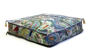 16x16x4" Inch Indian Cushion Cover Floor Pillow Square Paisley Box Cushion Cover - Picture 1 of 5