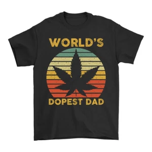 Camiseta Divertida World's Dopest Dad Weed Leaf Marihuana Cannabis Regalos Día del Padre - Imagen 1 de 4