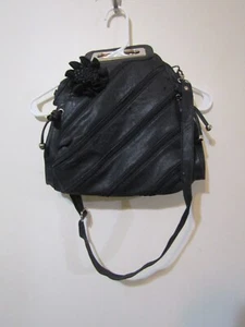 New With Tags Black with Black Flower Attachment Purse Handbag cross front - Picture 1 of 5