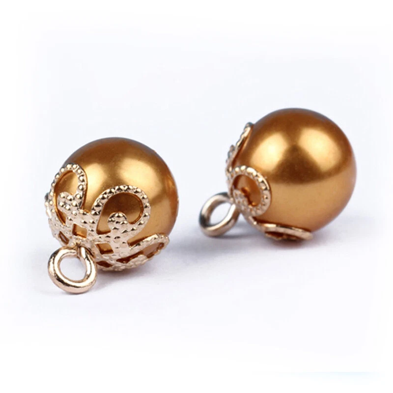 10Pcs Small Full Round Faux Pearl Ball Buttons for Wedding Sewing DIY Craft - Image 1 of 4