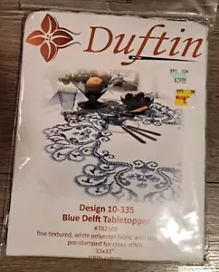 Kit ricamo topper da tavolo Fragrantin blu Delft 33" x 33" 100% cotone nuovo con scatola - Foto 1 di 2