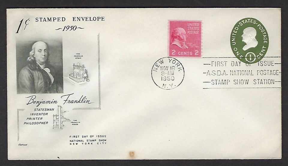 U532 Fleetwood FDC -One cent Postal Stationary with ASDA Stamp Show Cancellation - Image 1 of 1