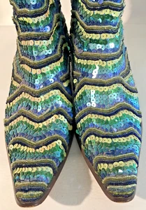 Vintage Jeffrey Campbell Glammed Sequin Beaded Ankle Bootie Size Size 10 Ladies - Picture 1 of 11