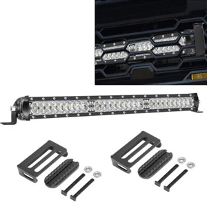 18Inch LED Light Bar Single Row Spot Flood Hidden Behind Grille Mounting Bracket - Picture 1 of 20
