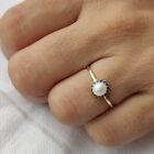 Solid 14k Gold Pearl Gemstone Ring Blue Sapphire Ring Christmas Gift Jewelry