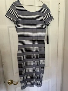 Felicity & Coco Damen marineweiß gestreiftes Bodycon-Kleid L groß Nordstrom neu mit Etikett - Bild 1 von 5