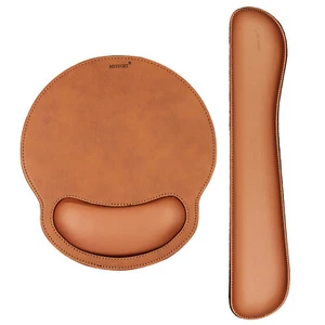 Ergonomic Leather Keyboard Wrist Pad & Mouse Pad Wrist Rest Combo Set - Brown - Picture 1 of 5