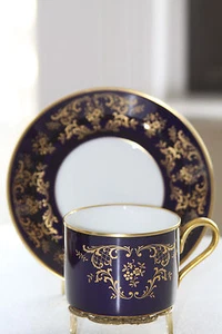 ANTIQUE H&C SELB BAVARIA HEINRICH & COMPANY ECHT KOBALT CUP & SAUCER - Picture 1 of 12