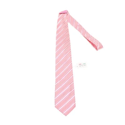 Italo Ferretti новый с Ярлыками шеи галстук в розовые/белые полосы 100% шелк сделано в Италии - Изображение 1 из 4