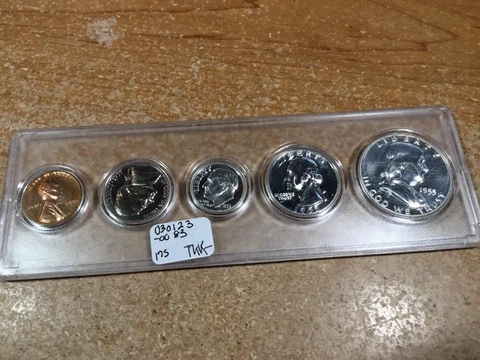 1955 U.S. Mint 90% Silver Proof Set in Holder-030123-0083 Cover