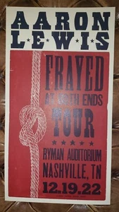 AARON LEWIS Ryman 2022 HATCH SHOW PRINT Nashville Tour Poster Staind Frayed Ends - Picture 1 of 2