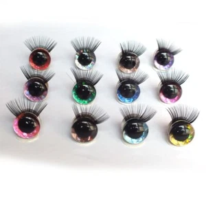 20pcs Toy Eyes With Eyelash 12-30mm Eyelashes 3D Safety Glitter DIY Fabrication - Picture 1 of 25