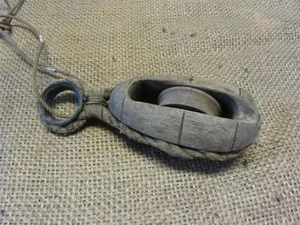 Polea de madera antigua barco antiguo barco granero jardín en mal estado 8312 - Imagen 1 de 1