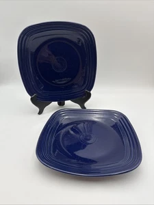 Homer Laughlin Fiesta Ware Cobalt Blue 10.5” Square Dinner Plates Set of 2 - Picture 1 of 7