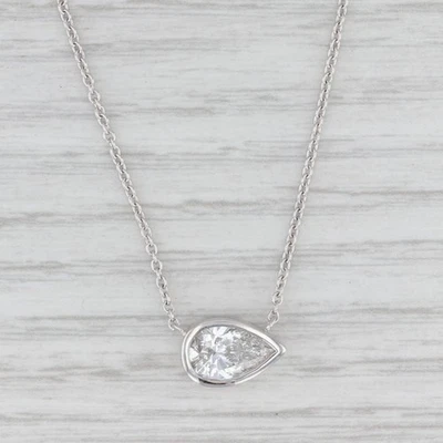 New Lab Grown Diamond Pendant Necklace 14k Gold 16" 18" 1.51ct Pear E VS1 IGI - Image 1 of 4
