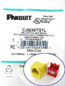 Mini-Com Jack Panduit CJ5E88TGYL Cat5e Amarillo ~STSI - Imagen 1 de 3