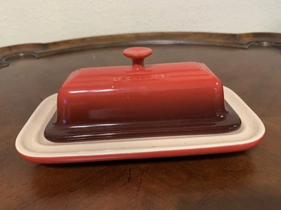 Le Creuset Stoneware Cerise Red Covered Butter Dish Full Size - Image 1 of 4