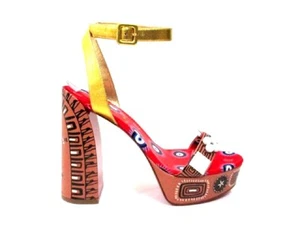 CHRISTIAN LOUBOUTIN MOVIDA ATHINA BEDRUCKTE LEDER PLATEAU SANDALEN GR.40 - Bild 1 von 6