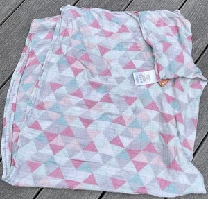 Tula Baby Blanket Swaddle Viscose from Bamboo Geometric pink gray aqua 46" - Picture 1 of 3
