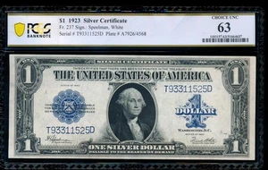 AC Fr 237 $1 1923 Silver Certificate PCGS 63 - Picture 1 of 2