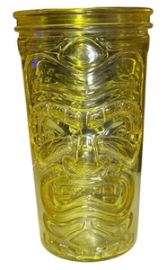 Crystal Tiki Mug Glass Cocktail Cup/Tumbler Yellow 6.5" Tall - Picture 1 of 7