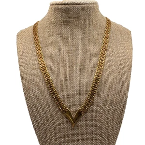 Vintage Napier V Form Halskette Halsband goldfarben signiert - Bild 1 von 6