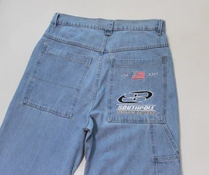 Pantalones de mezclilla para hombre SOUTHPOLE calce holgado talla grande suelto retro azul medio (W32) - Imagen 1 de 15