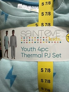 Saint Eve Boy's 4 Piece Thermal Pajamas Size S 7/8 - Picture 1 of 6