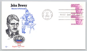 First Day Cover John Dewey Educator & Philosopher 1968 with Cachets Insert - Picture 1 of 4