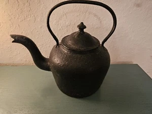 Antique Late 19th Century Cast Iron Tea Kettle W/Original Lid-Very Good - Picture 1 of 11