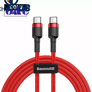 Baseus 60W/100W USB C to Type C Charger Cable Fast Charge Lead Laptop Data Cord - Picture 1 of 20