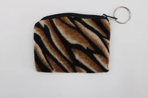 Kids Fabric Coin Purse with Keychain Ring Tiger Print Design Animal Fashion NWOT - Picture 1 of 6