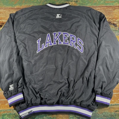 Vintage Starter Lakers Jacket Mens 2XL XXL Windbreaker 90s NBA Pullover - Image 1 of 4